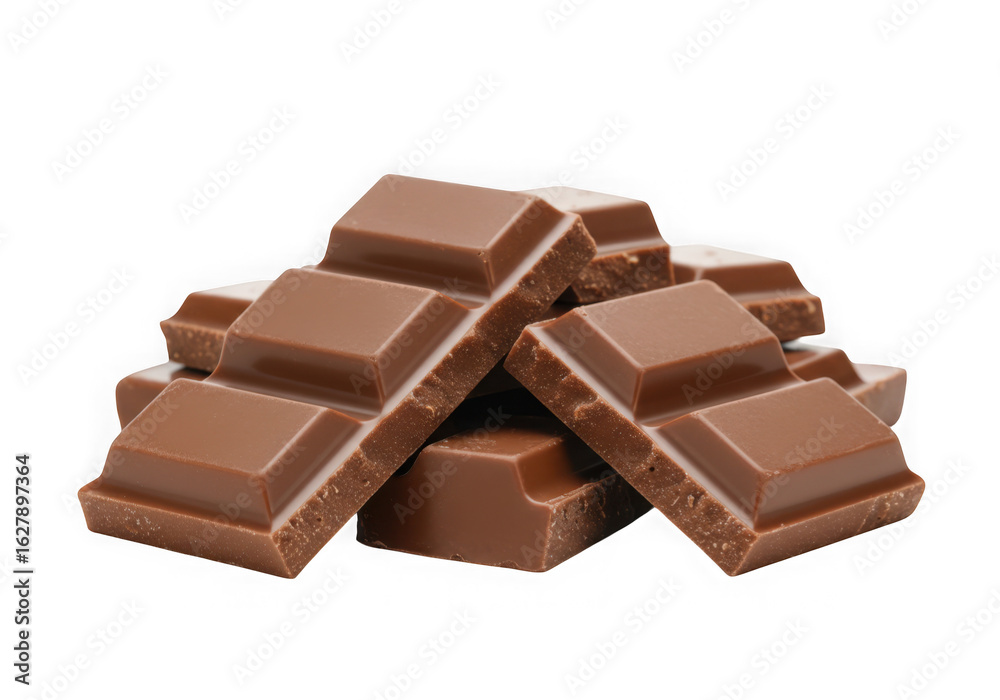 Ai generated image of pile of milk chocolate bars isolated on transparent background Ai generated image of pile of milk chocolate bars isolated on transparent background
