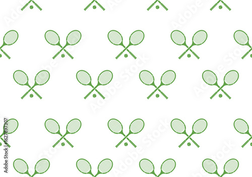 Tennis seamless pattern or background with retro tennis rackets and ball. Vector illustration.