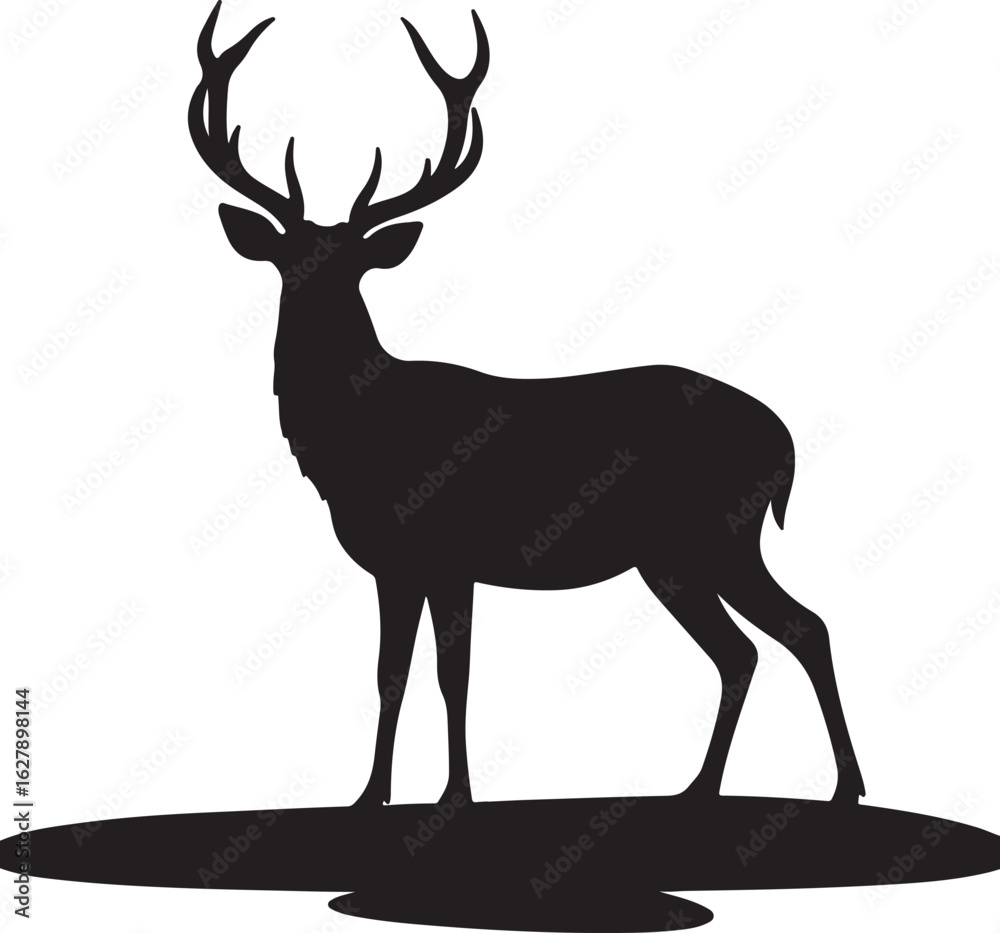 Obraz premium Deer on sands silhouette image white backgrpound. 
