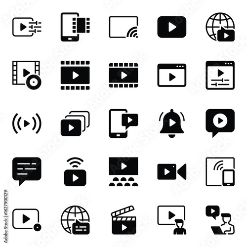 Glyph icons set for Video play