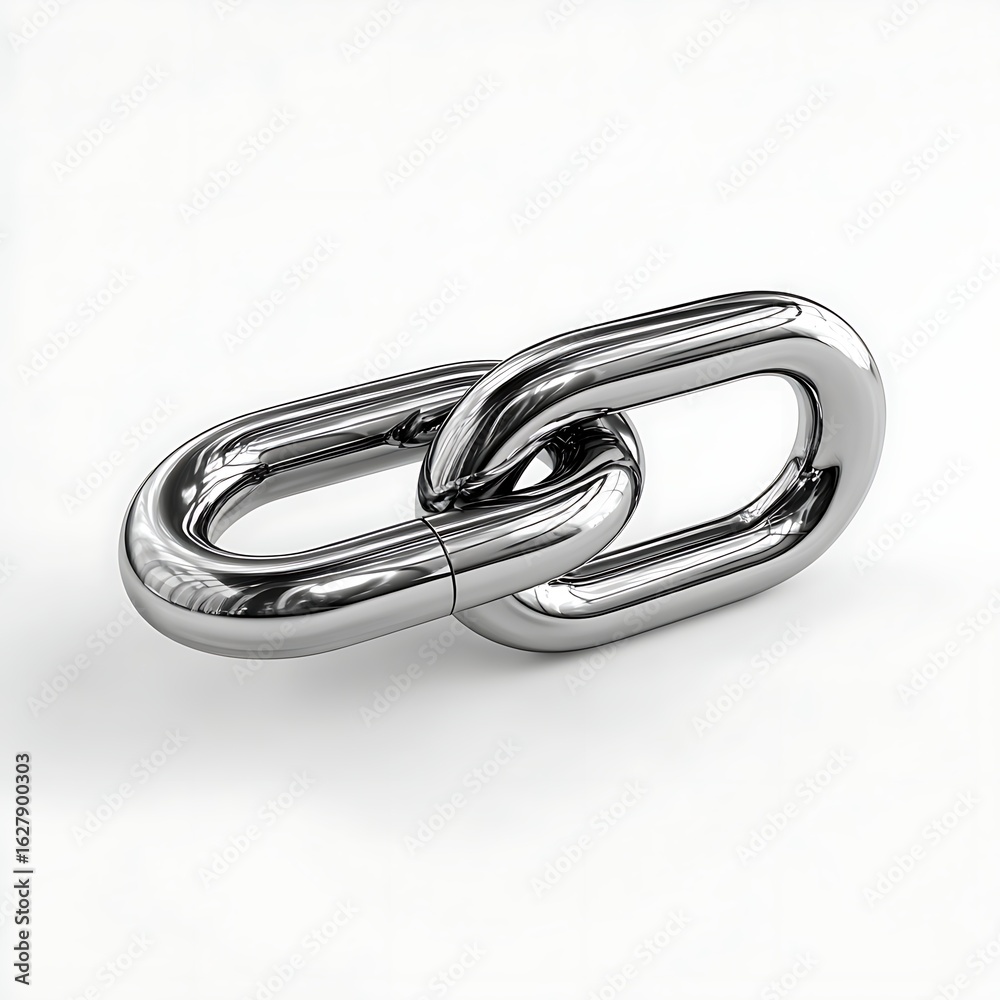 Fototapeta premium Shiny Metal Chain Links on White