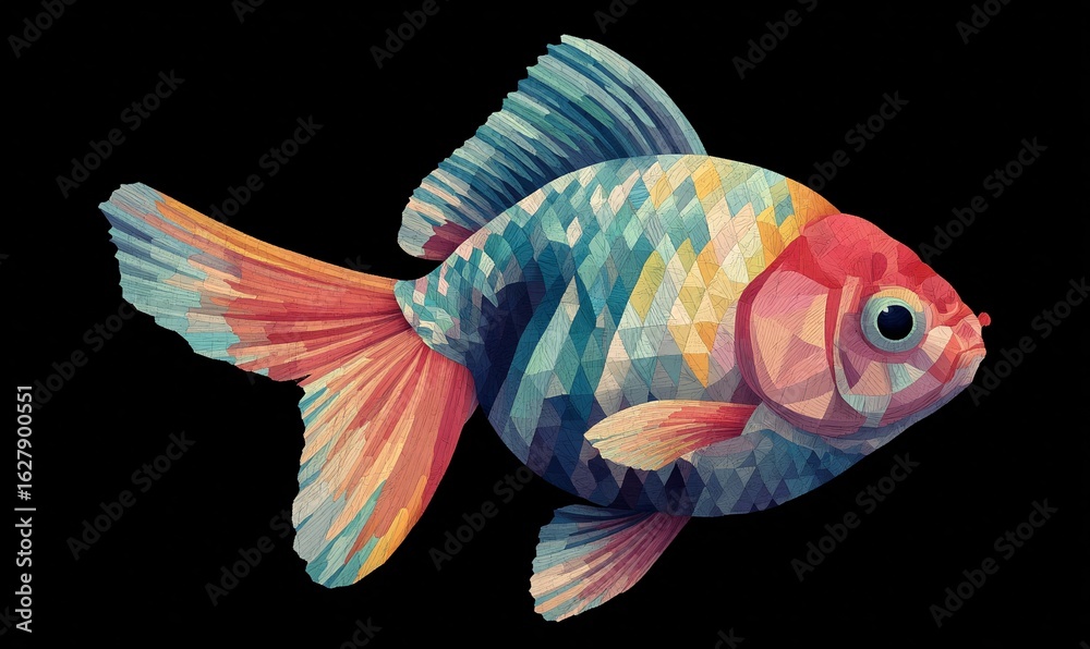 Fototapeta premium Illustrazione geometrica astratta di pesce rosso