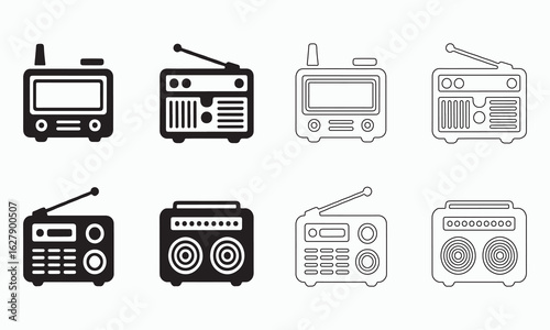 Vector Illustration of Various Retro Radio Designs
