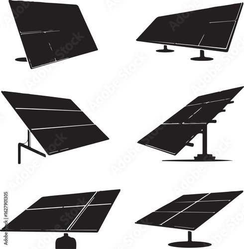 Solar Panel Silhouette Collection – Renewable Energy Icons