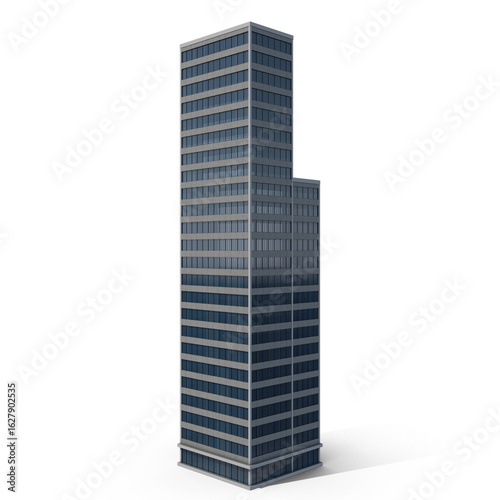 Modern Office Skyscraper Building Isolated on Transparent Background