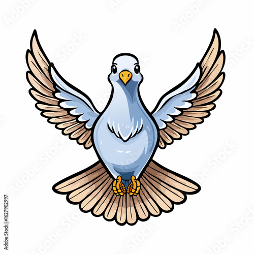 Stylized dove illustration spreading wings conveying peace, freedom, and spiritual grace