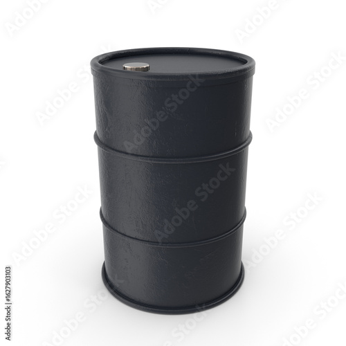 Black Metal Oil Barrel Isolated on Transparent Background
