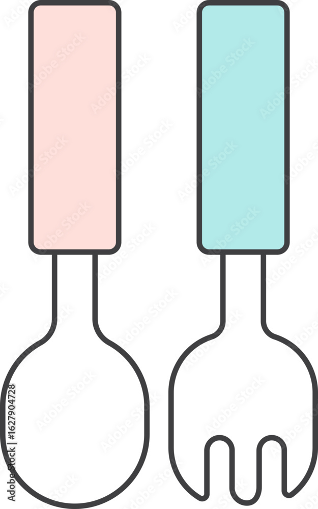 Fototapeta premium Spoon and Fork Illustration / 수저 포크 일러스트