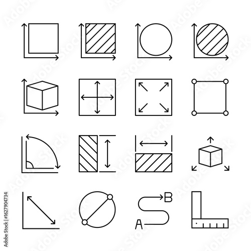 Measurement icon set. Measurement line icon set design
