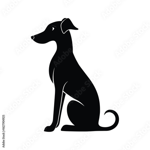 Silhouette of a dog sitting on white background Vector illustration