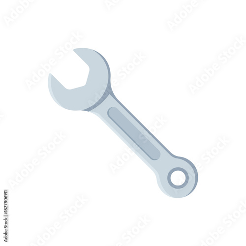 Clean flat design vector of a grey spanner wrench.
