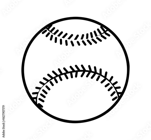 Striking baseball ball outline for graphic design applications, suitable for sports themed projects and creative illustrations.