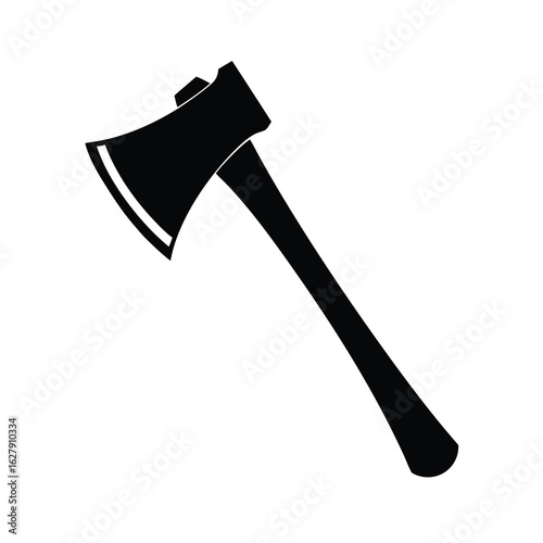 Silhouette of a hatchet on white background Vector illustration