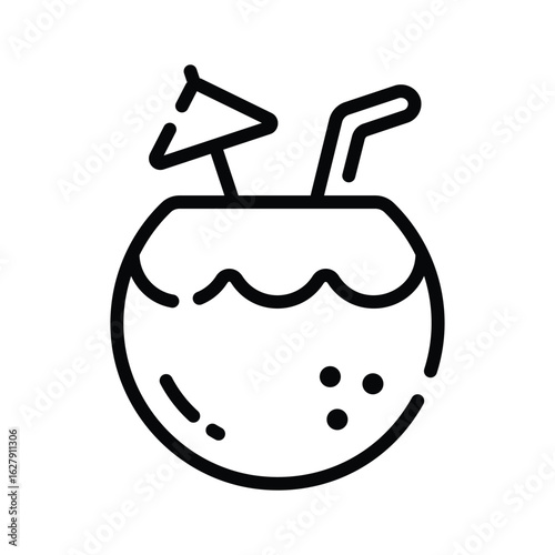 Grab this linear icon of chilled coconut drink