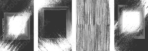 Glitch distorted grunge layer. Noise destroyed texture Abstract Grunge Halftone Frame with Distressed Lines – Dust Overlay Vector on Transparent Background