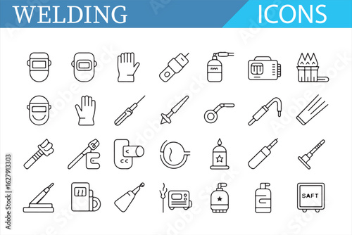 Complete welding icon set for use in industrial design and safety presentations