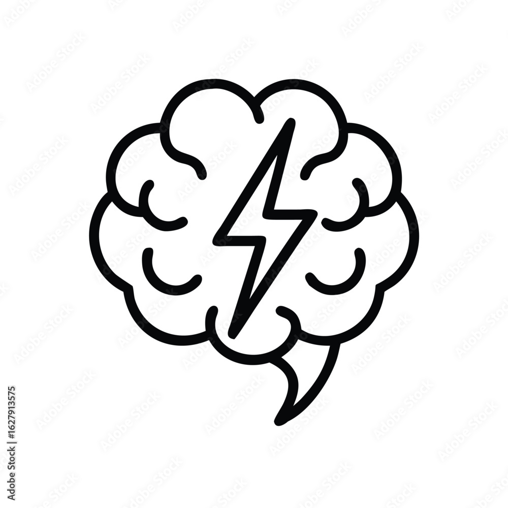 Brainstorming creative idea concept with lightning bolt for innovation and inspiration design vector icon Brainstorming creative idea concept with lightning bolt for innovation and inspiration design vector icon