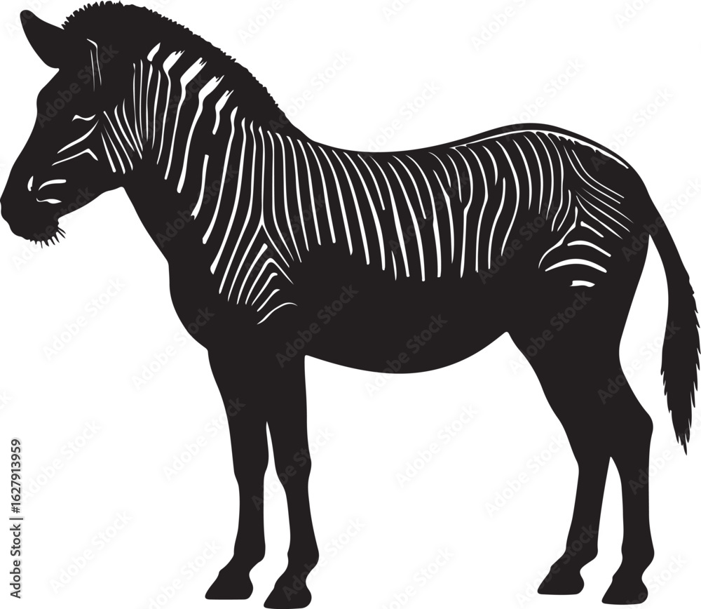 Obraz premium Grant’s Zebra silhouette image white backgrpound.