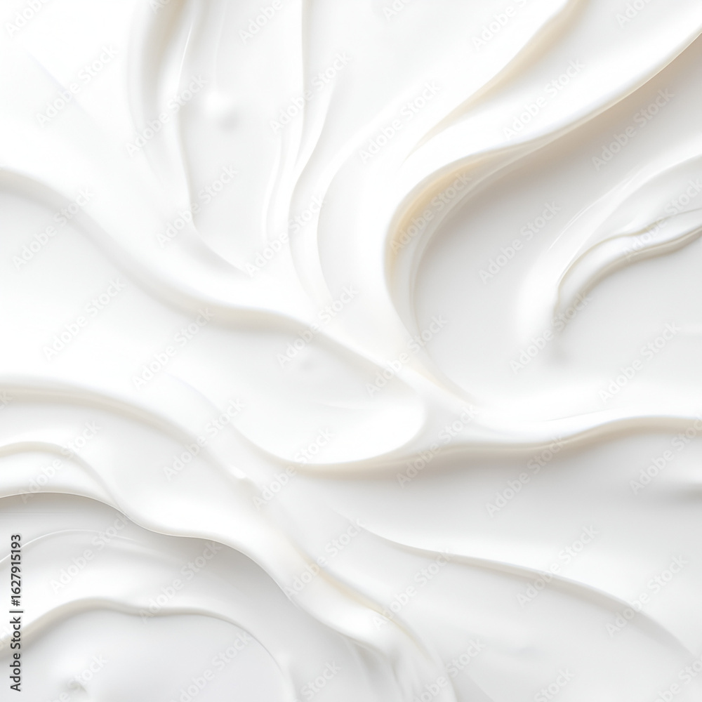 Obraz premium Abstract background of white creamy texture, smooth and flowing, perfect for beauty, skincare, or cosmetics product promotion.