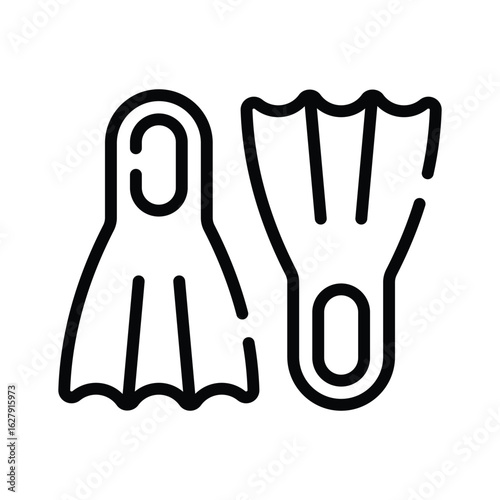 A premium outline icon of diving flippers pair