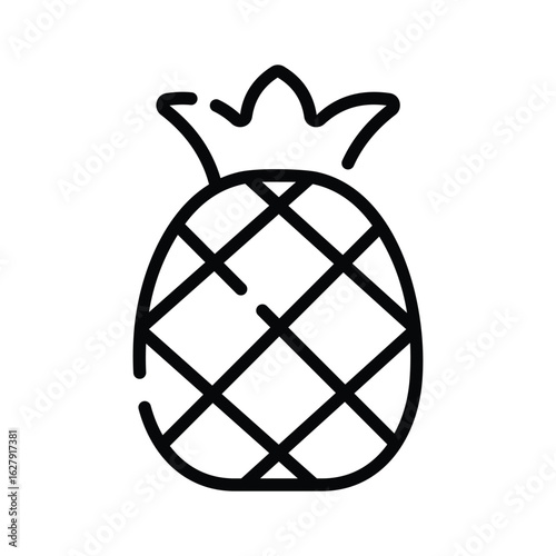 A captivating outline icon of ripe pineapple fruit
