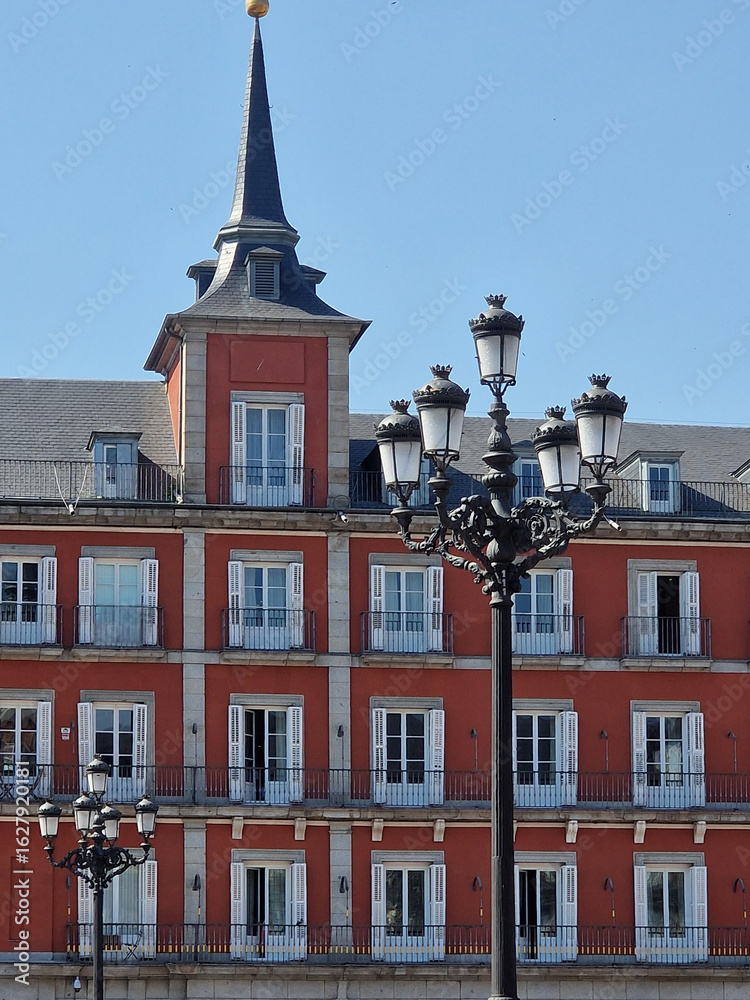 Fototapeta premium Beautiful facade in the main square with old street lamps