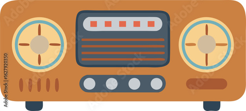 retro radio vector illustration antique volume tuner