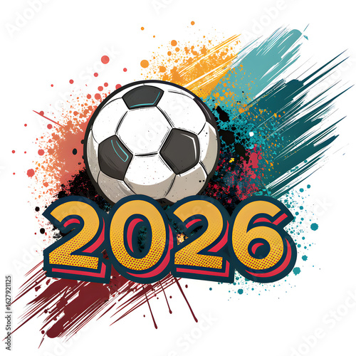 Wallpaper Mural Dynamic soccer ball with bold year splatter sport game Torontodigital.ca