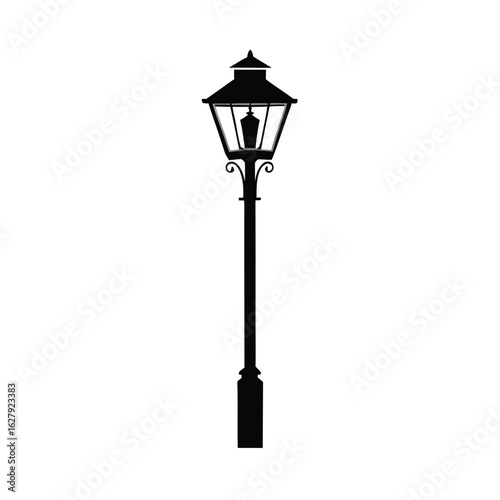 Silhouette of a street light on white background Vector illustration