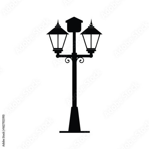Silhouette of a street light on white background Vector illustration
