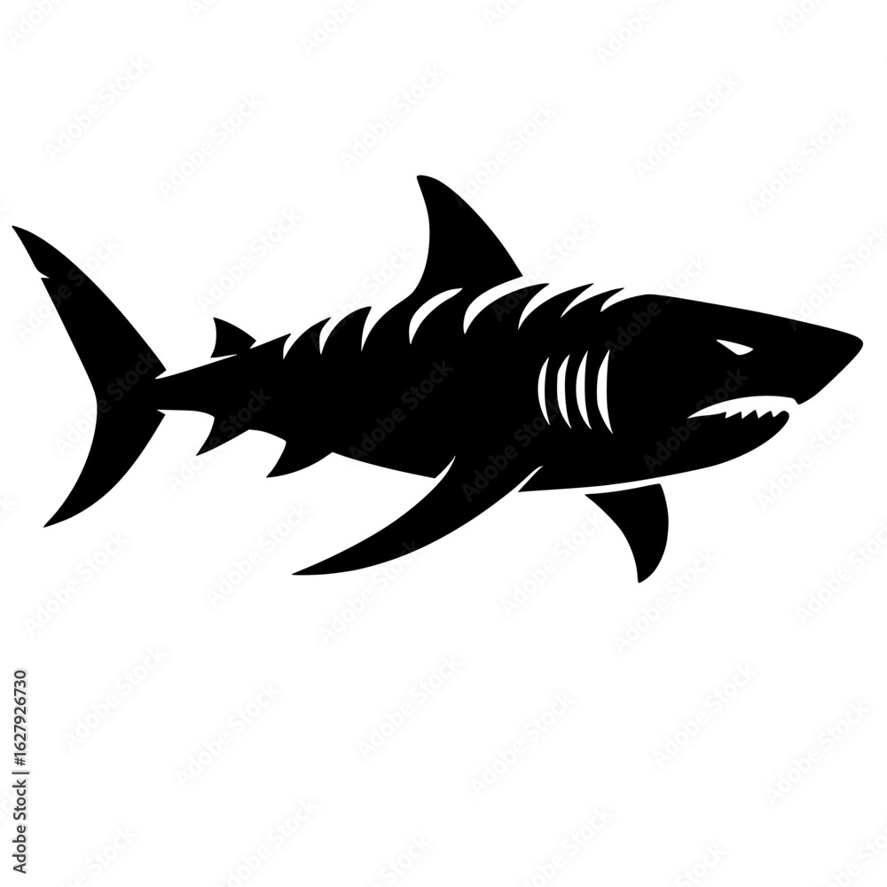 Obraz premium Shark Silhouette Icon with Pointed Fin and Sharp Teeth