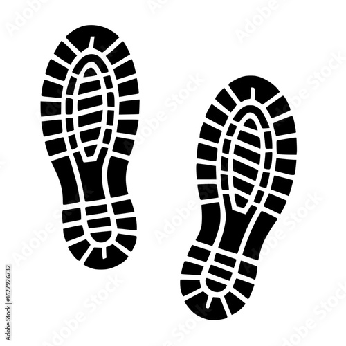 Shoe Print Icon with Stylized Tread Pattern