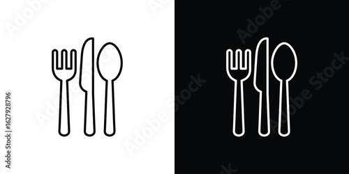 Spoon forks and knife icon graphic, editable stroke. Suitable for website design, logo, app, template, and ui ux.