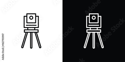 Theodolite icon graphic, editable stroke. Suitable for website design, logo, app, template, and ui ux.