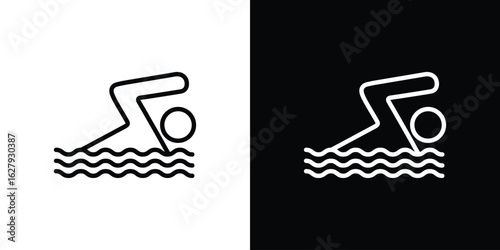 Swimming icon graphic, editable stroke. Suitable for website design, logo, app, template, and ui ux.