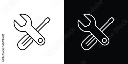 Spanner & screwdriver icon graphic, editable stroke. Suitable for website design, logo, app, template, and ui ux.