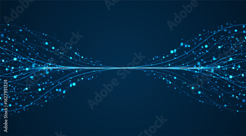 Ai technology. Concept of artificial intelligence. Blue and dots lines. Digital, communication, science, networks