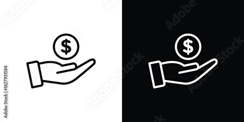 Save money icon graphic, editable stroke. Suitable for website design, logo, app, template, and ui ux.