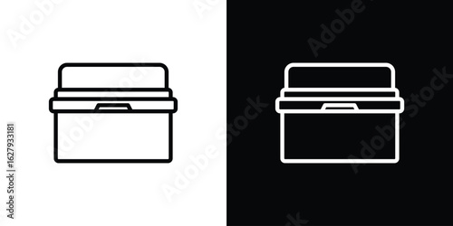 Portable fridge box icon graphic, editable stroke. Suitable for website design, logo, app, template, and ui ux.