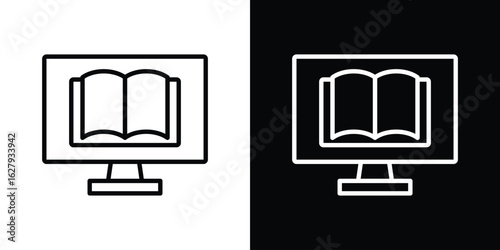 Online library icon graphic, editable stroke. Suitable for website design, logo, app, template, and ui ux.