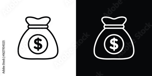 Money bag icon graphic, editable stroke. Suitable for website design, logo, app, template, and ui ux.