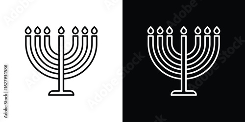 Menorah icon graphic, editable stroke. Suitable for website design, logo, app, template, and ui ux.