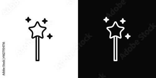 Magic wand icon graphic, editable stroke. Suitable for website design, logo, app, template, and ui ux.