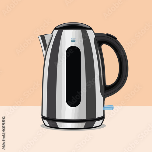 Striped stainless steel electric kettle with black handle and window appliance kitchen