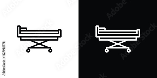 Hospital bed icon graphic, editable stroke. Suitable for website design, logo, app, template, and ui ux.