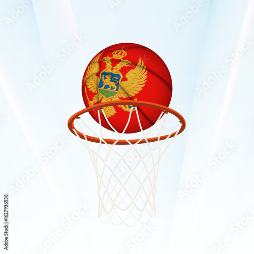 Montenegro Flag Basketball Scoring Through Hoop.