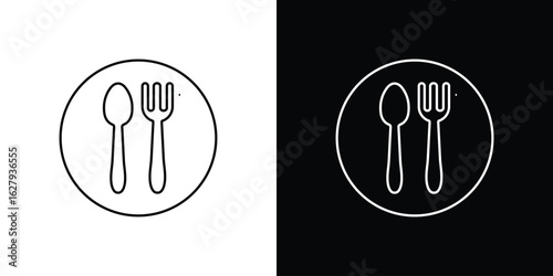 Fork & spoon icon graphic, editable stroke. Suitable for website design, logo, app, template, and ui ux.