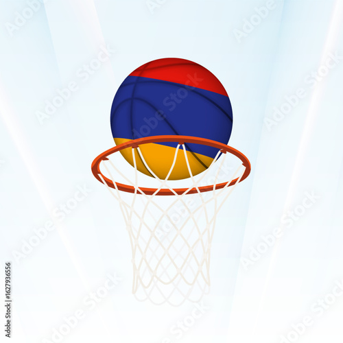 Armenia Flag Basketball Scoring Through Hoop.