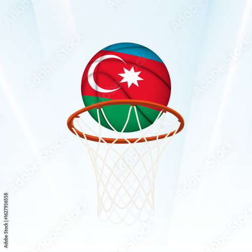 Azerbaijan Flag Basketball Scoring Through Hoop.