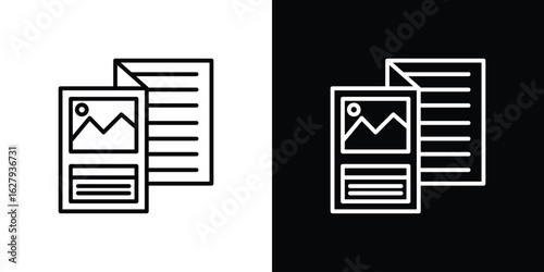 Flyer icon graphic, editable stroke. Suitable for website design, logo, app, template, and ui ux.
